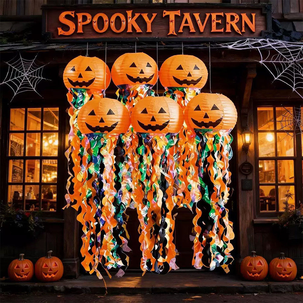 Lovii 3 Piece Orange Halloween Pumpkin Paper Lantern Image 2