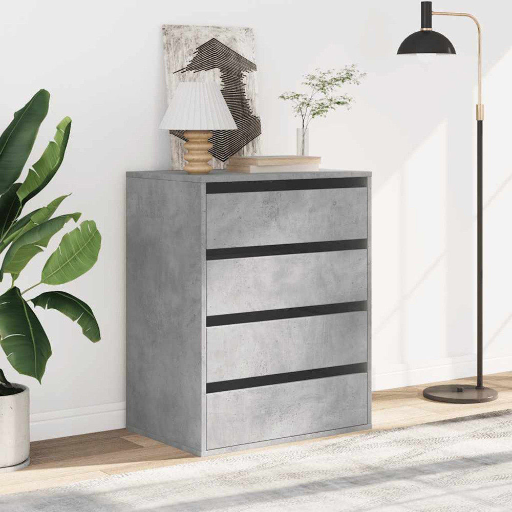 vidaXL 4 Drawer Concrete Grey Wooden Chest of Drawers Image 8