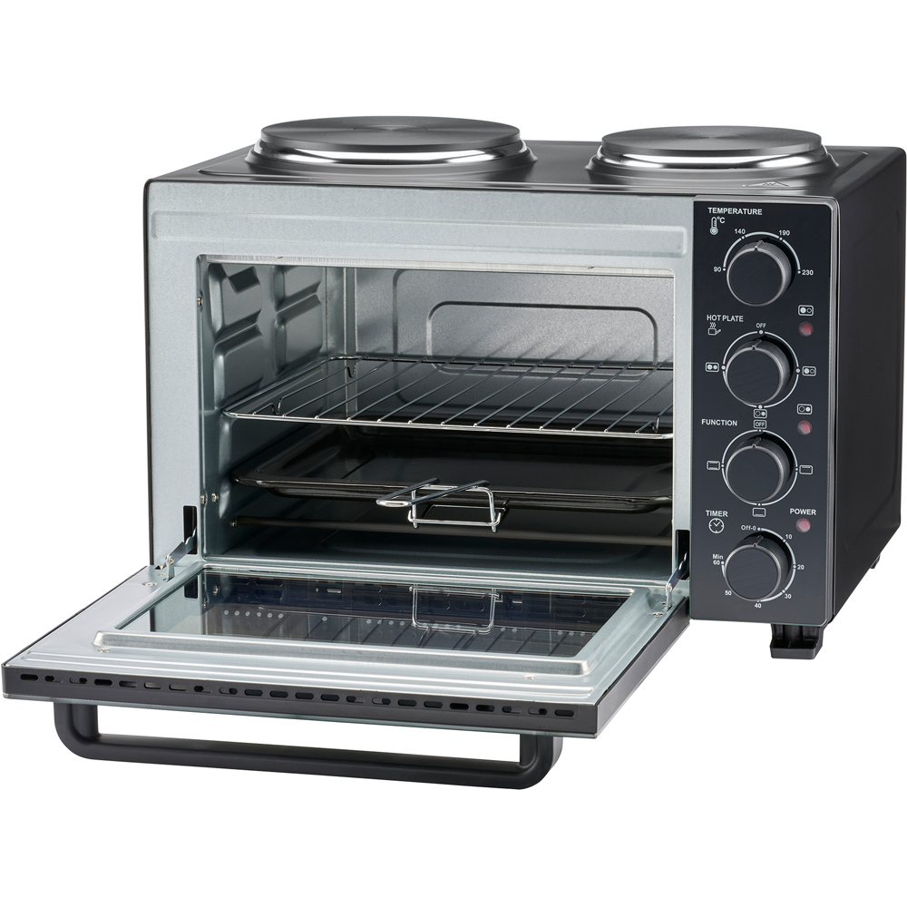 Cooks Professional K438 Black Counter Top 28L Mini Oven Grill with Hob Image 4