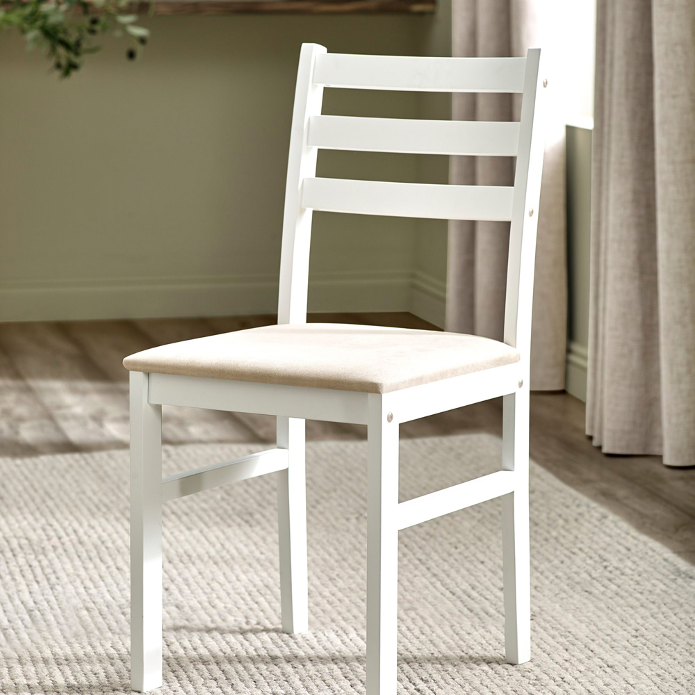 Julian Bowen Keats 4 Seater White and Beige Rectangular Dining Set Image 5