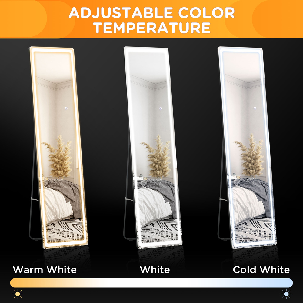 Portland Lighted Aluminium frame Full Length LED Floor Mirror 160 x 40cm Image 5