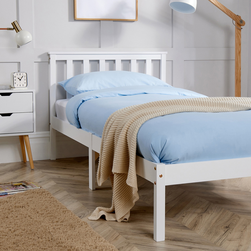 Home Source Florida White Low End Wooden Bed Frame Image 3