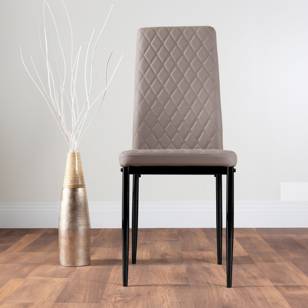 Furniturebox Arona Valera Glass 4 Seater Round Dining Set Black and Cappuccino Image 3