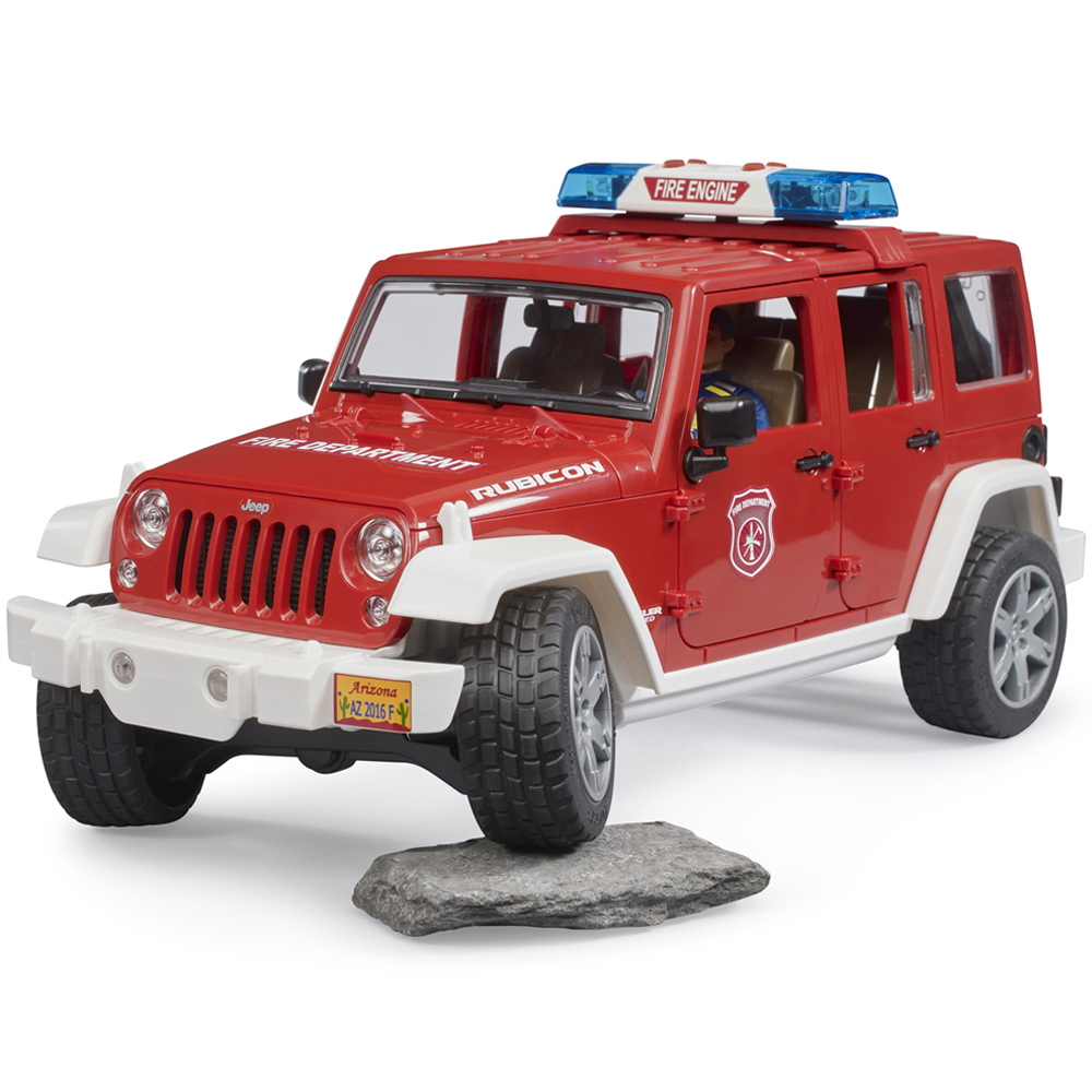 Bruder Jeep Wrangler Unlimited Rubicon Fire Dept Vehicle with Fireman Figure Image 5