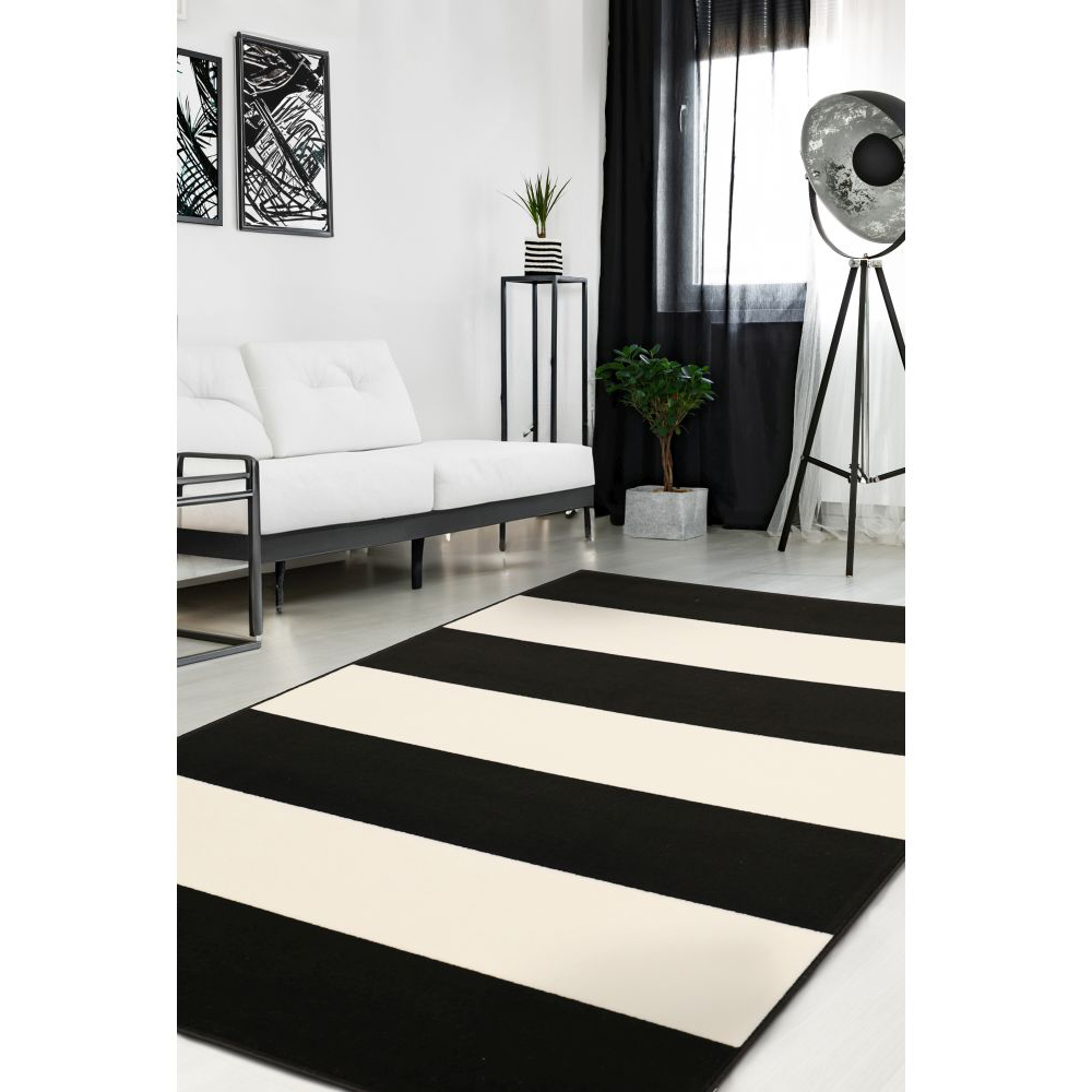 Homemaker Maestro Black Bold Line Rug 120 x 160cm Image 4