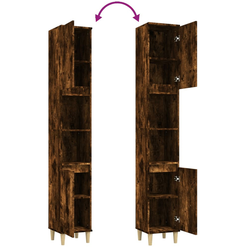 vidaXL 2 Door 2 Shelf Smoked Oak Wooden Bathroom Cabinet Image 7