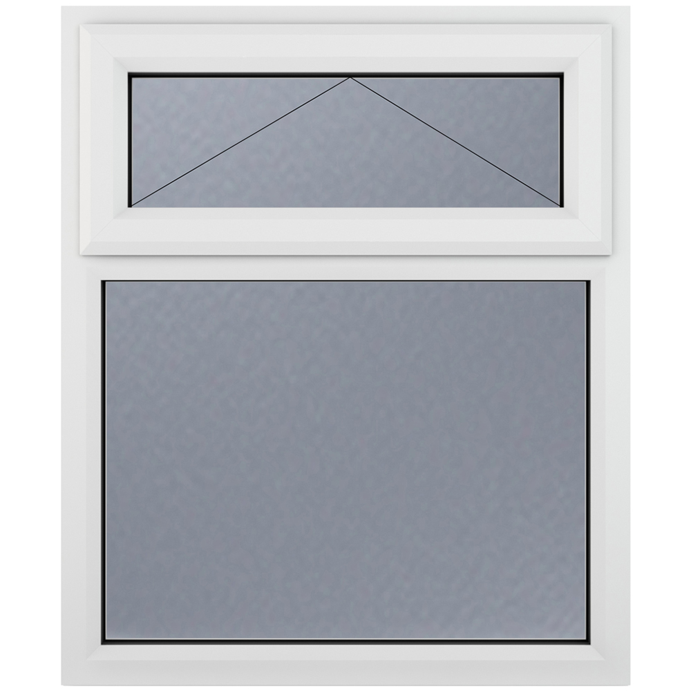 Crystal uPVC Double Glazed Window Top Hung Over Fixed Light White Obscure Glass 1190x1115mm Image 2