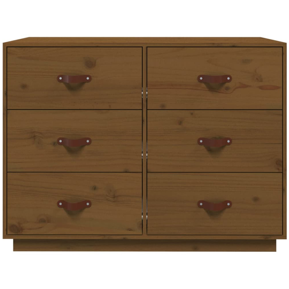 vidaXL 6 Drawer Honey Brown Pine Wood Sideboard Image 5