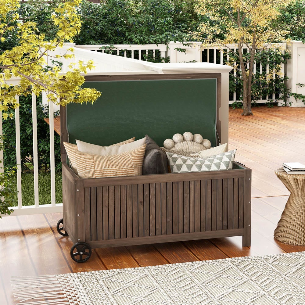 Costway Brown Wooden Deck Box 207L Image 4