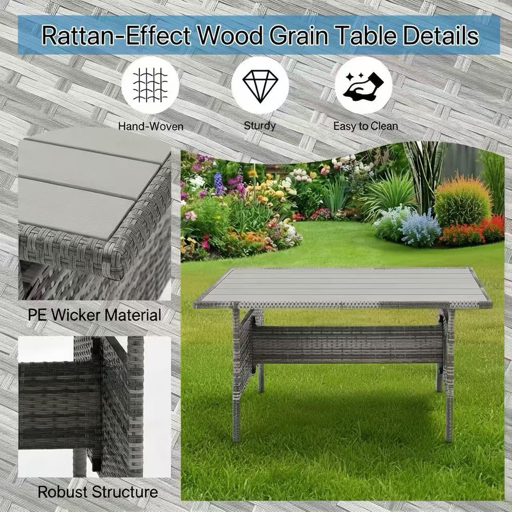 Alivio 9 Seater Grey Rattan Garden Sofa Set with Table and Cushions Image 4