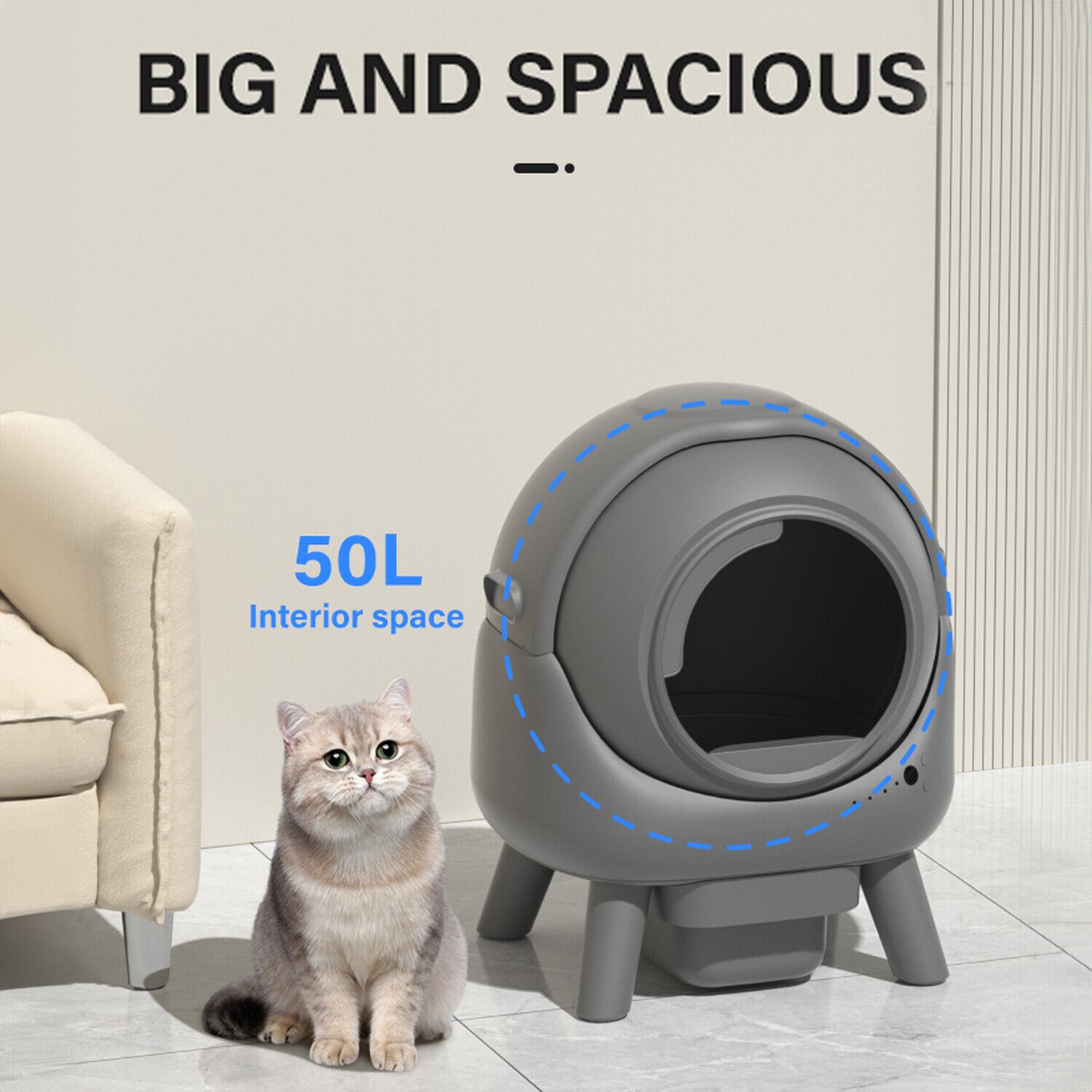 Smart Cat Litter Box Grey Image 3