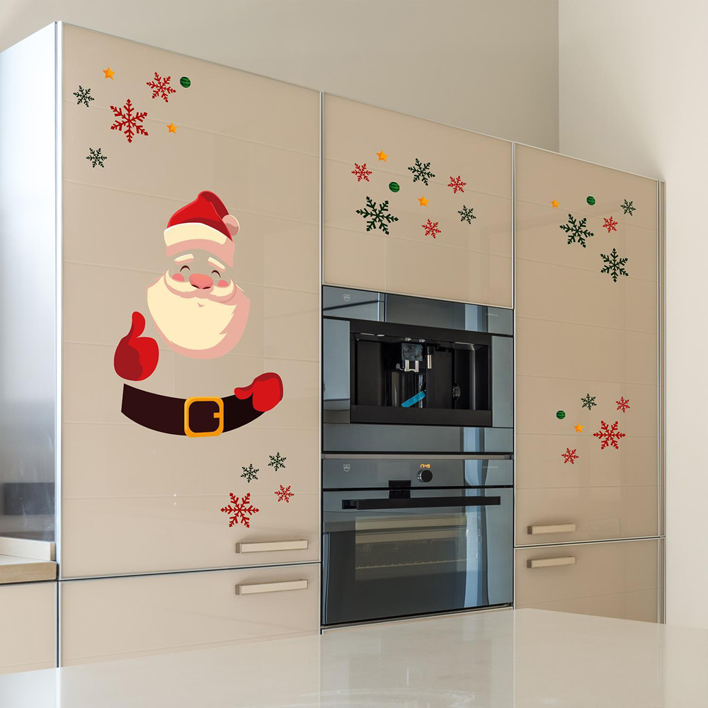 Walplus Cute Santa with Colourful Snowflakes Self Adhesive Christmas Wall Sticker 40 Piece Image 3