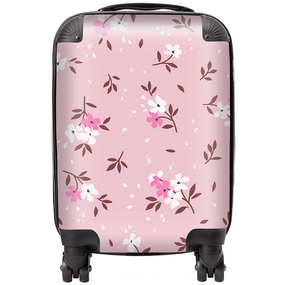 Warren Reed Designer Small Pretty Pink Flower Pattern Suitcase Image 1