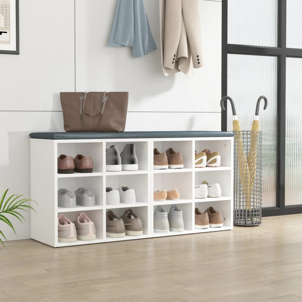 vidaXL 12 Shelf White Shoe Storage Cabinet Set of 2 Image 9