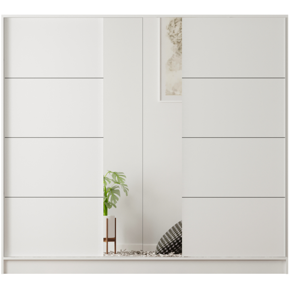 Evu SABRO XL Sliding Door White Mirrored Wardrobe Image 3