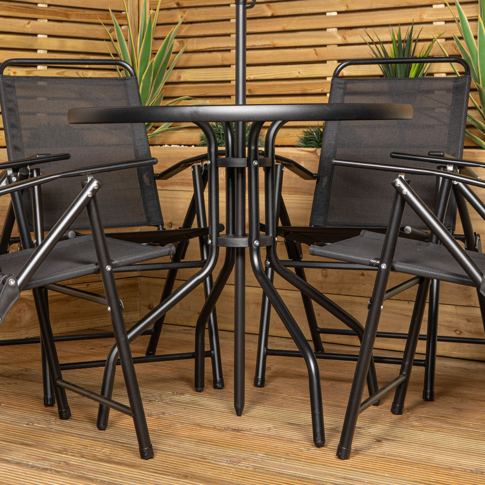 Samuel Alexander 4 Seater Patio Dining Set Black with Parasol Image 5
