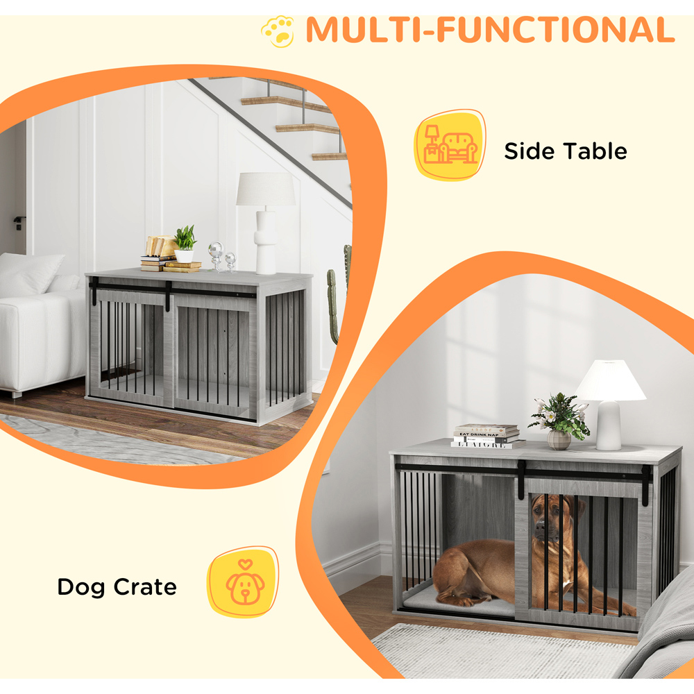 PawHut Dog Grey Extra Large Dog Crate with Removable Cushion Image 5