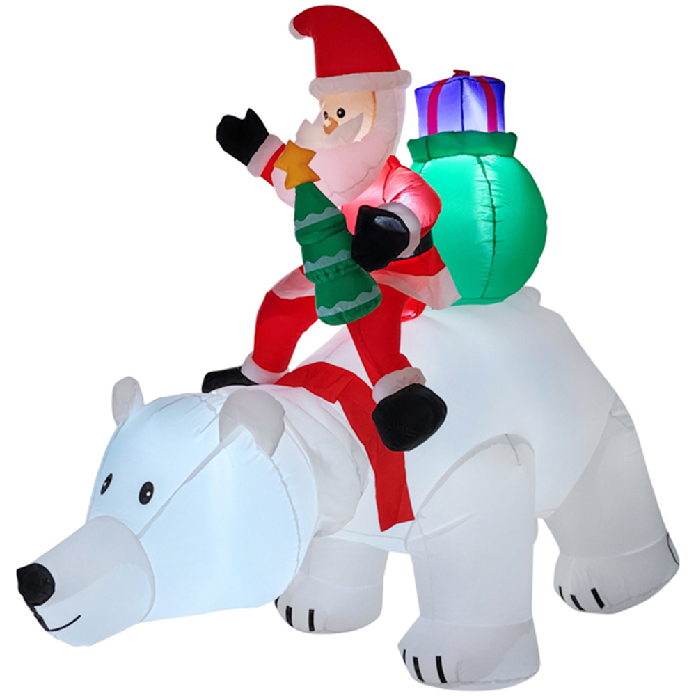 Living and Home Inflatable Multicolour Santa and Polar Bear LED Christmas Decoration 6ft Image 2