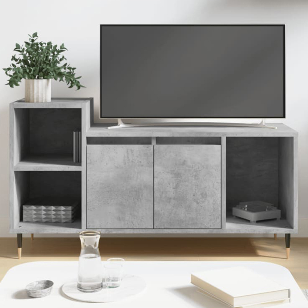 vidaXL 2 Door 3 Shelf Concrete Grey TV Cabinet with RGB LED Lights Image 1