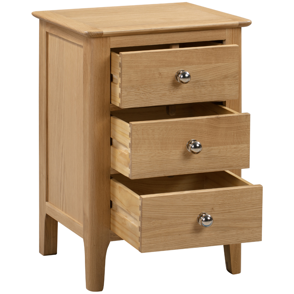 Julian Bowen Cotswold 3 Drawer Natural Bedside Table Image 4