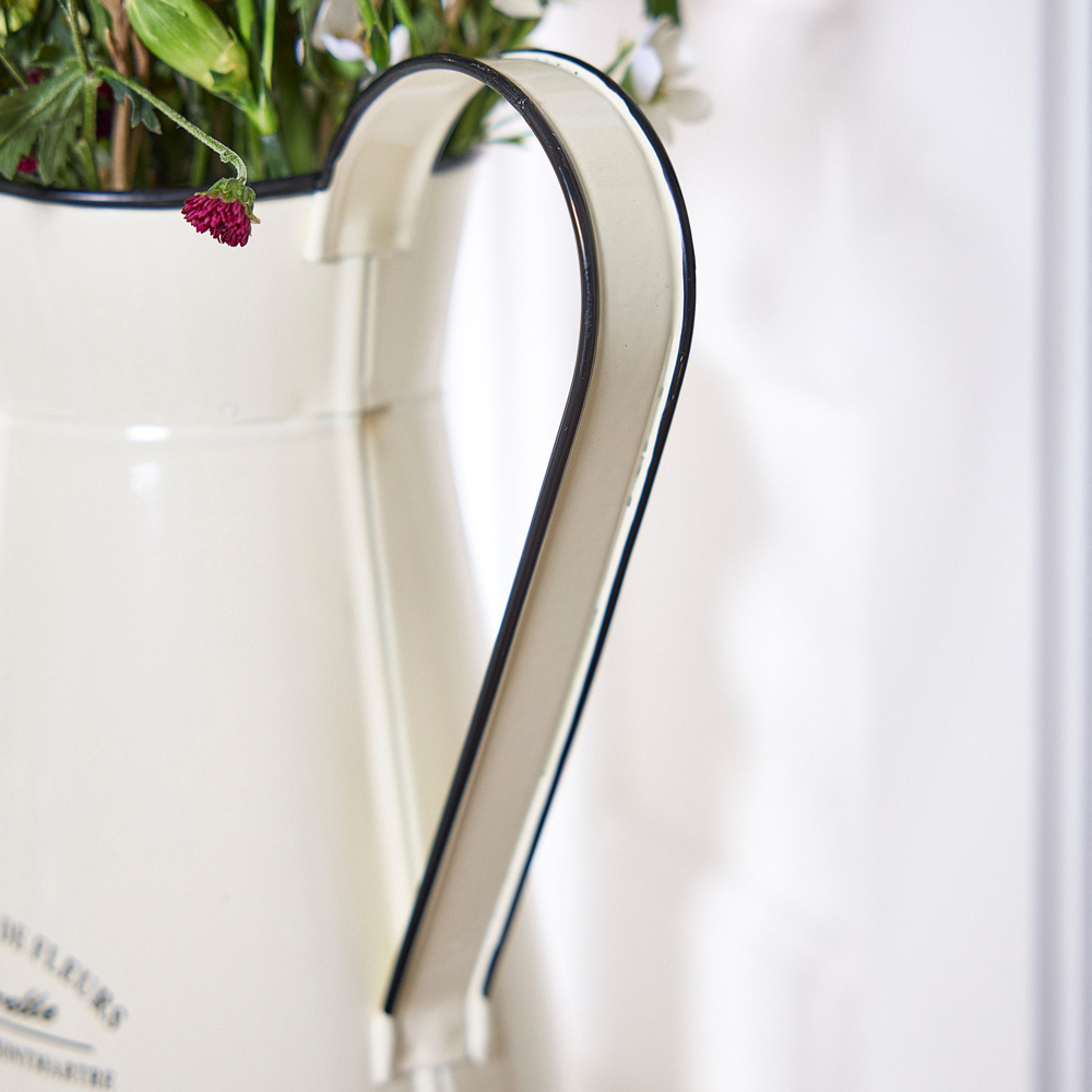 Dibor Cream Ceramic Vintage Style Pitcher Jug Vase Image 4