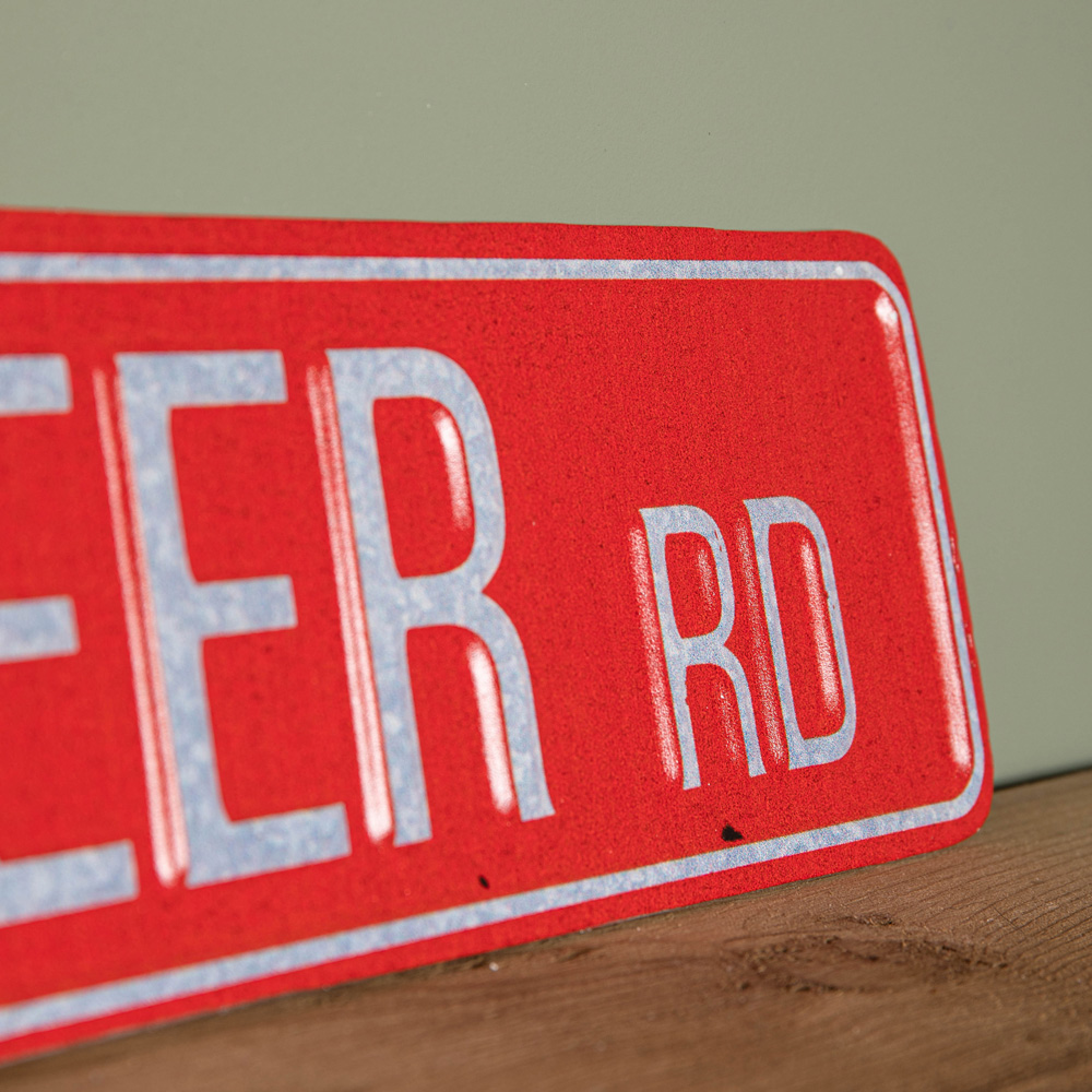 Samuel Alexander Red Metal Reindeer Road Sign Christmas Decoration 43cm Image 4