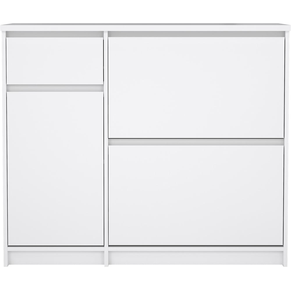 Florence Single Door 3 Drawer White High Gloss Shoe Cabinet Image 4