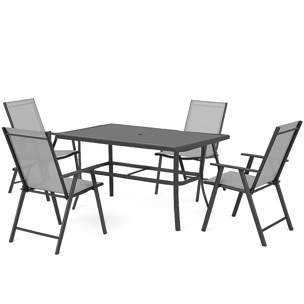 Living and Home 4 Seater Rectangular Slatted Patio Set Image 2