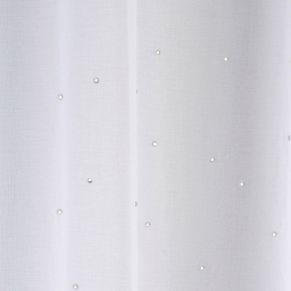 Tyrone Textiles Jewel White Diamante Embellished Rod Pocket Voile Panel Curtains 140 x 122cm Image 3