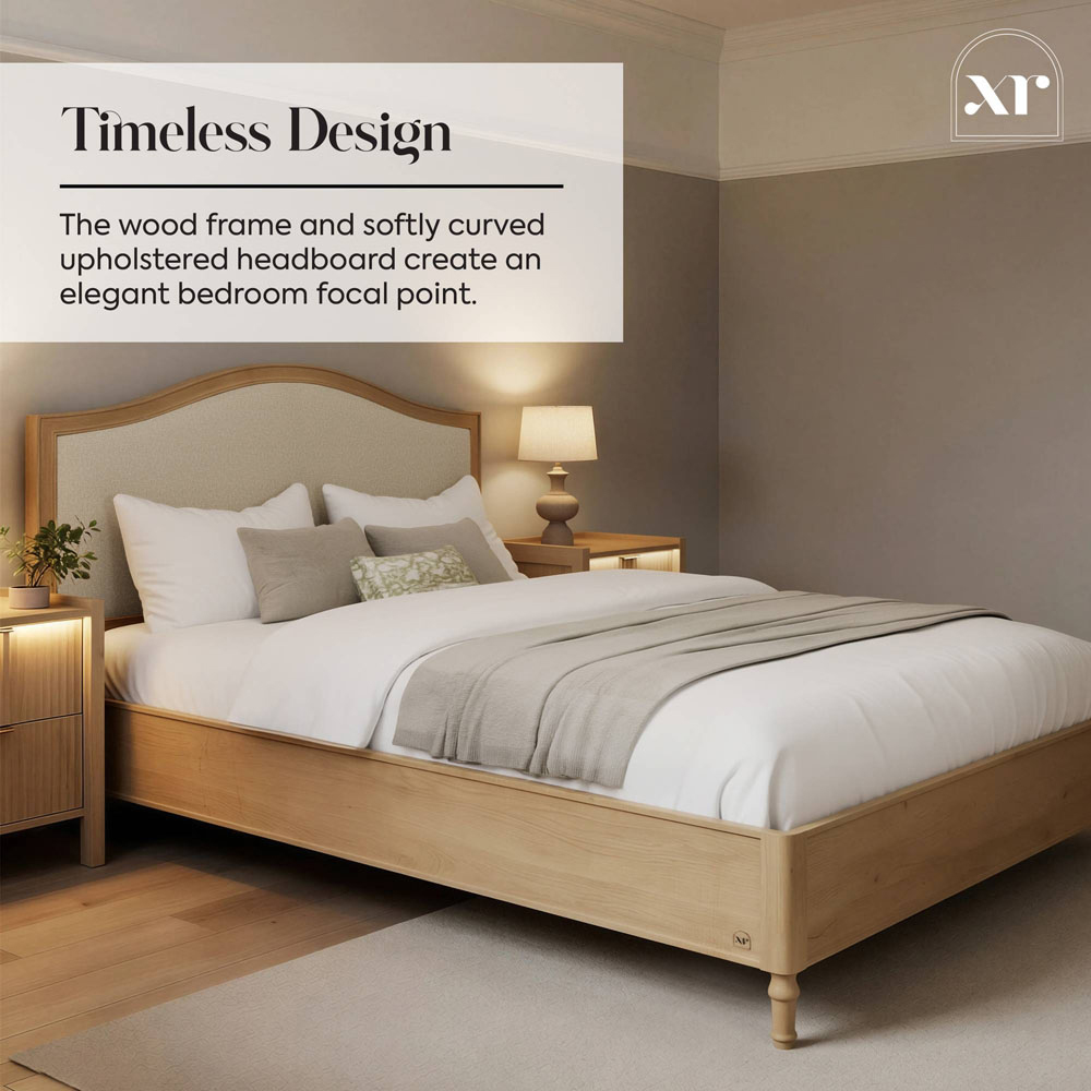 XR Living Emy Double Oak and Natural Wooden French-Style Shadow Ottoman Bed Image 2