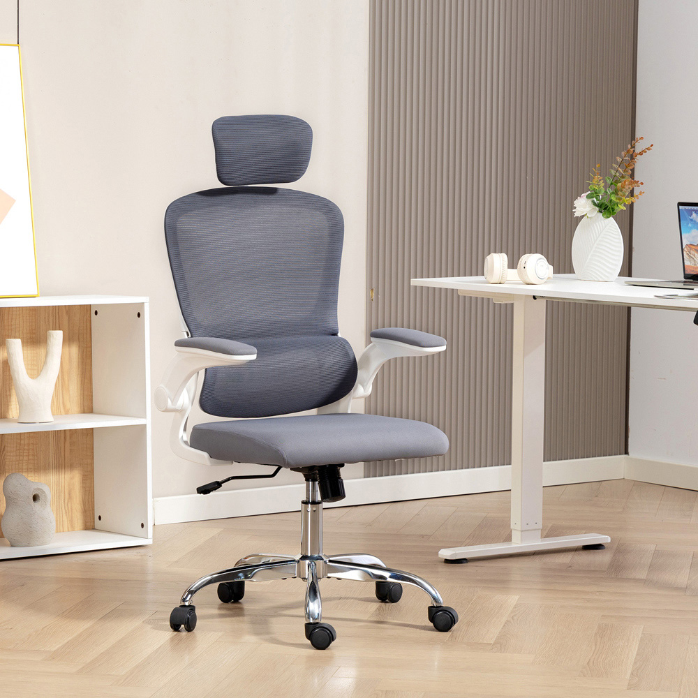 Portland Charcoal Grey Mesh High Back Swivel Office Desk Chair with Lumbar Support Image 8