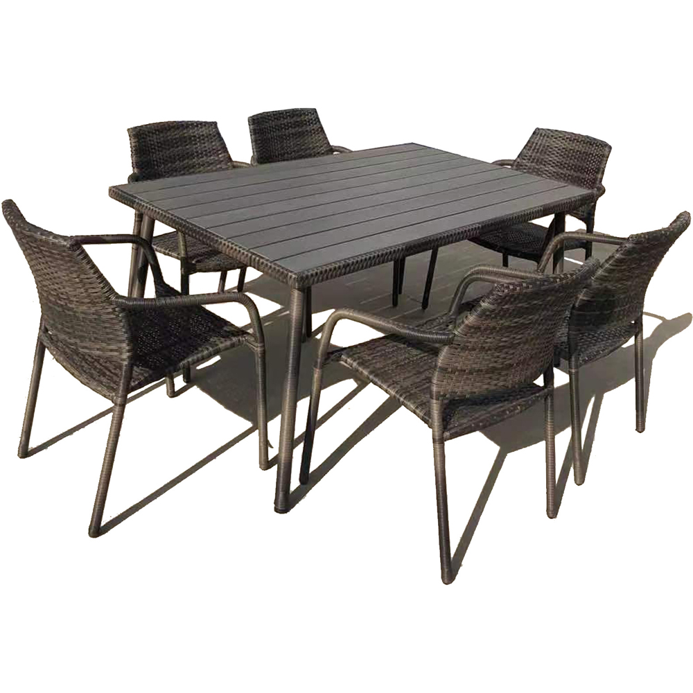 Furniture One 6 Seater Rattan Stackable Garden Dining Set Image 2