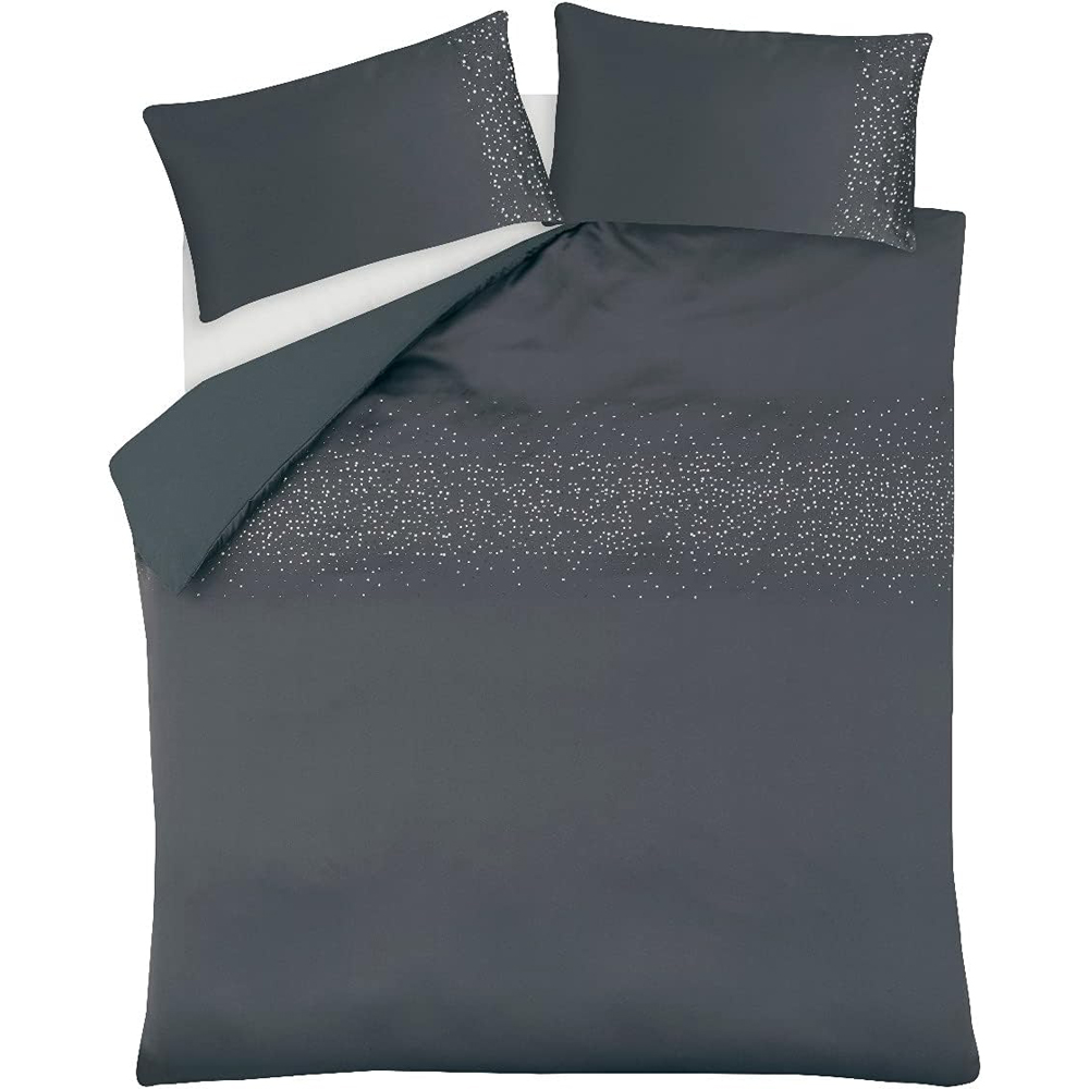 Smart Living Super King Size Charcoal Diamonte Embellished Duvet Set Image 3