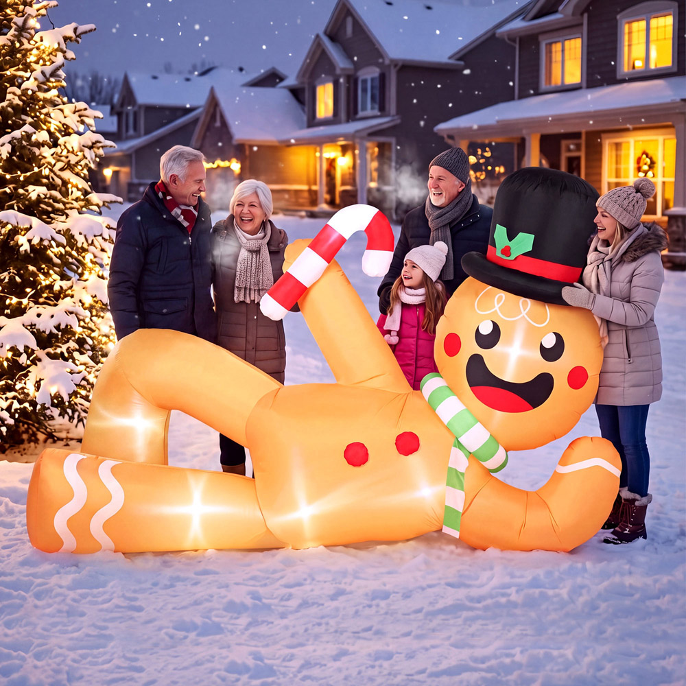 Outsunny 18 LED Gingerbread Inflatable Outdoor Christmas Decoration 10ft Image 3