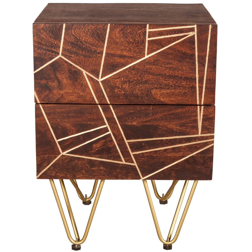 Brooklyn Ozella 2 Drawer Dark Gold Side Table Image 3