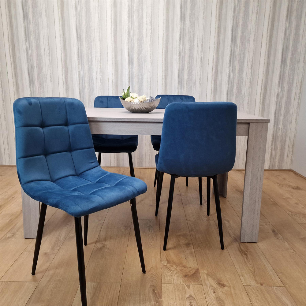 Kosy Koala 4 Seater Velvet Arrow Design Dining Set Grey and Blue Image 4