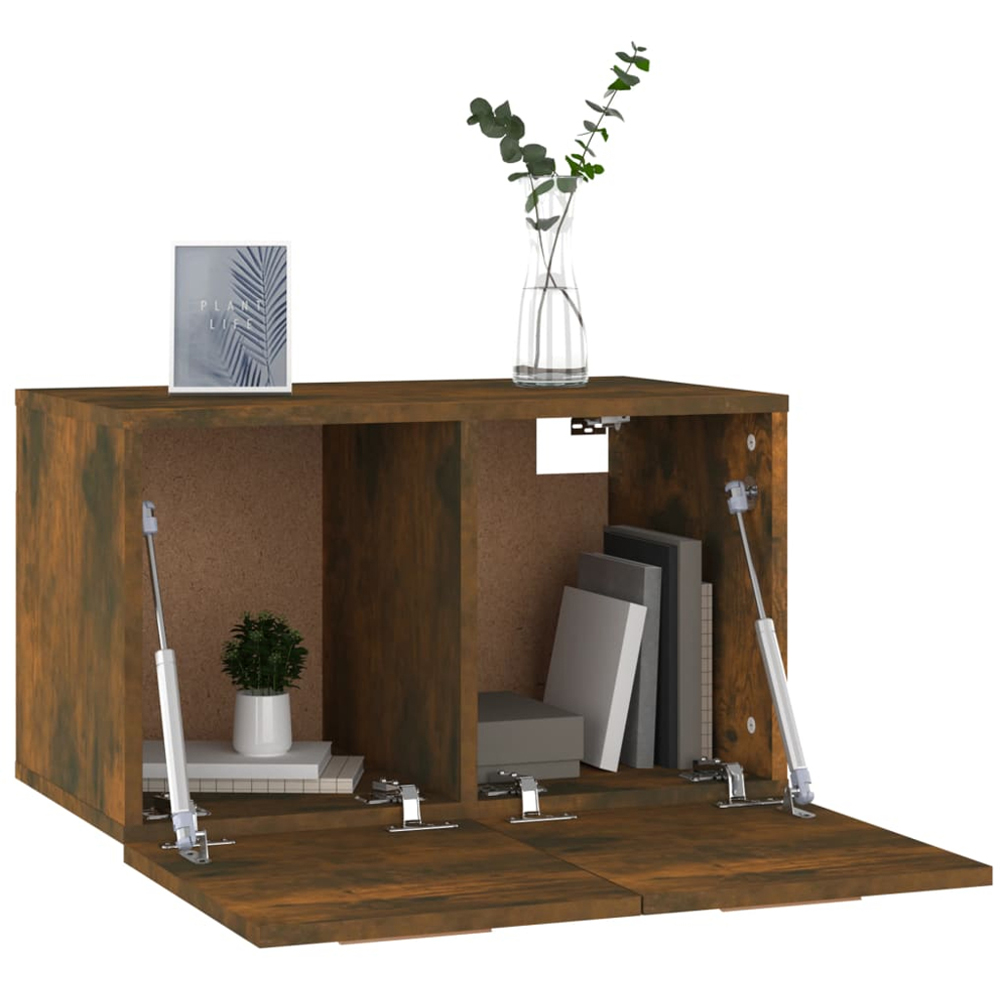 vidaXL 2 Compartment Smoked Oak Wall Cabinet Image 3