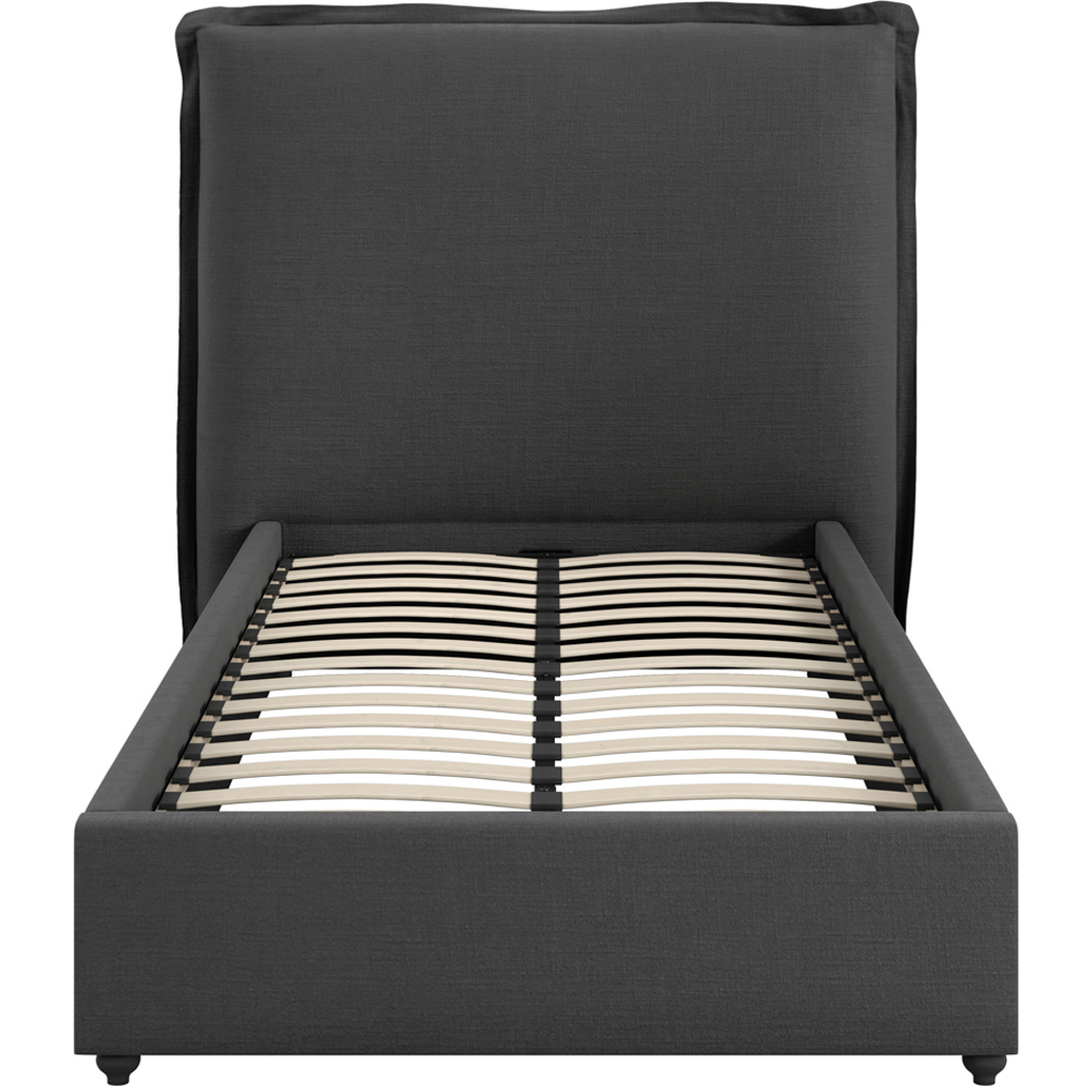 LPD Home Sunday Deep Grey Single Linen Blend Fabric Bed with Pillow-Style Headboard Image 3