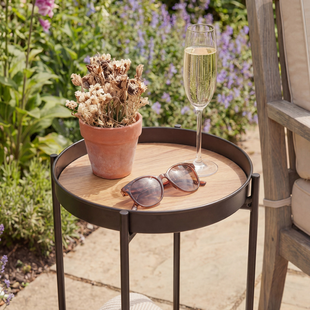 Noa and Nani Solna Single Shelf Black Garden Side Table Image 3