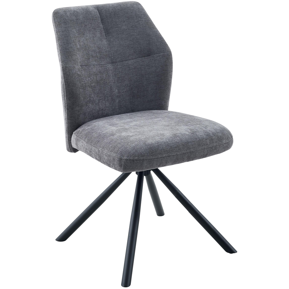 wilko Marlow Charcoal Ribbed Swivel Dining Chair Image 2