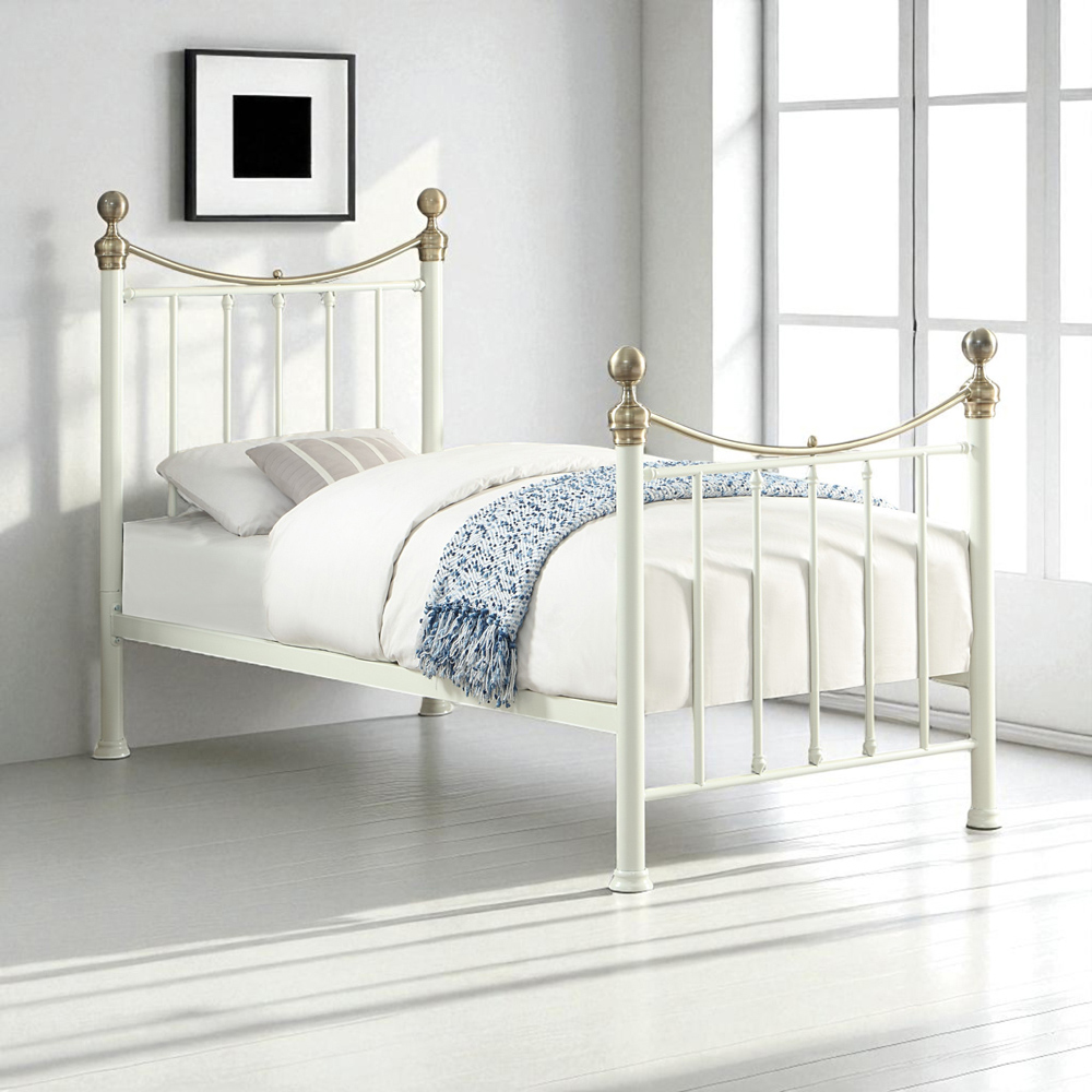 OAT Home Hampstead Single White and Brass and Black Guest Trundle Metal Bed Image 3