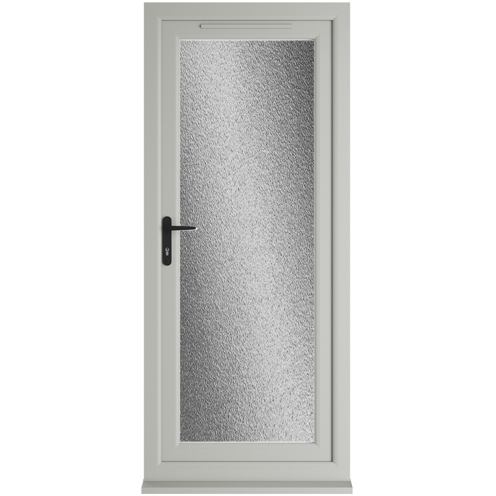Crystal Agate and White Full Glass RH Open Obscure Triple Glazed Door 890 x 2090mm Image 1