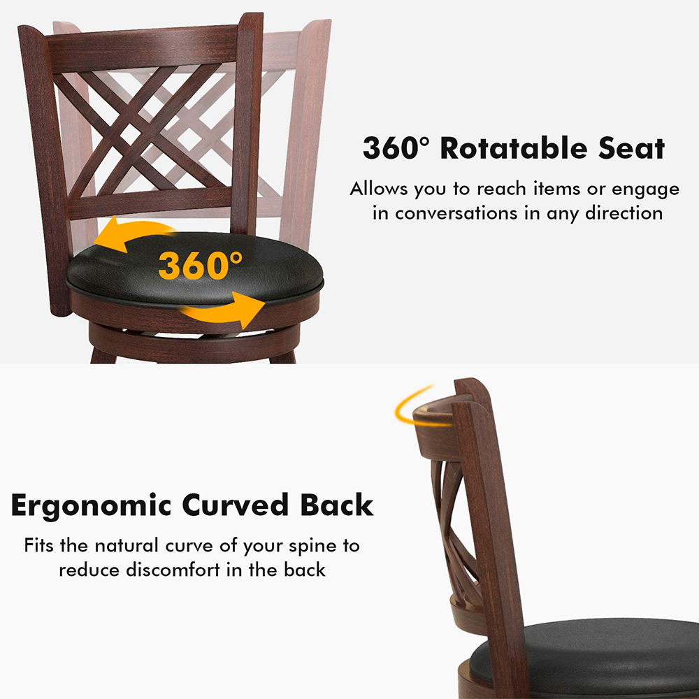 Costway Swivel Upholstered Counter Height Bar Stool Set of 2 Image 5