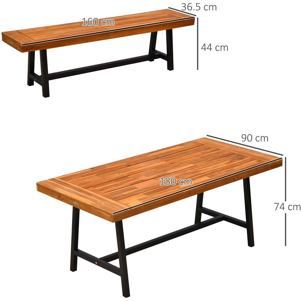 Outsunny Acacia 4 Seater Outdoor Bench Dining Set Wood Image 8
