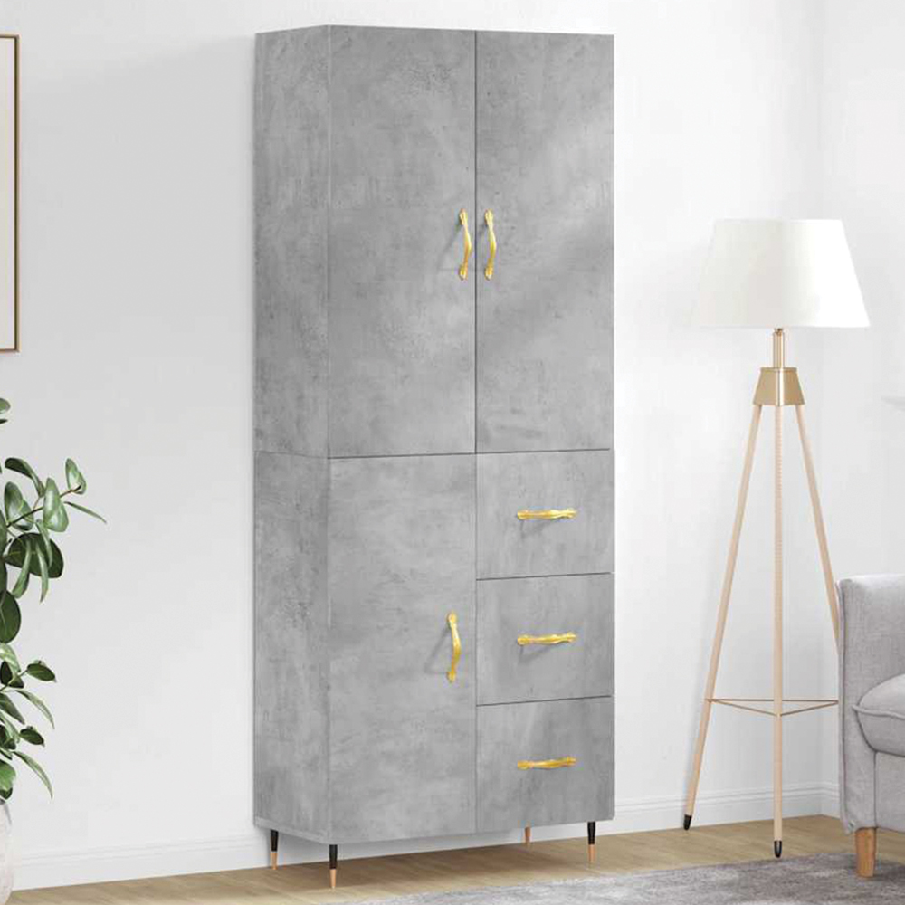 vidaXL 3 Door 3 Drawer Concrete Grey Highboard Image 1
