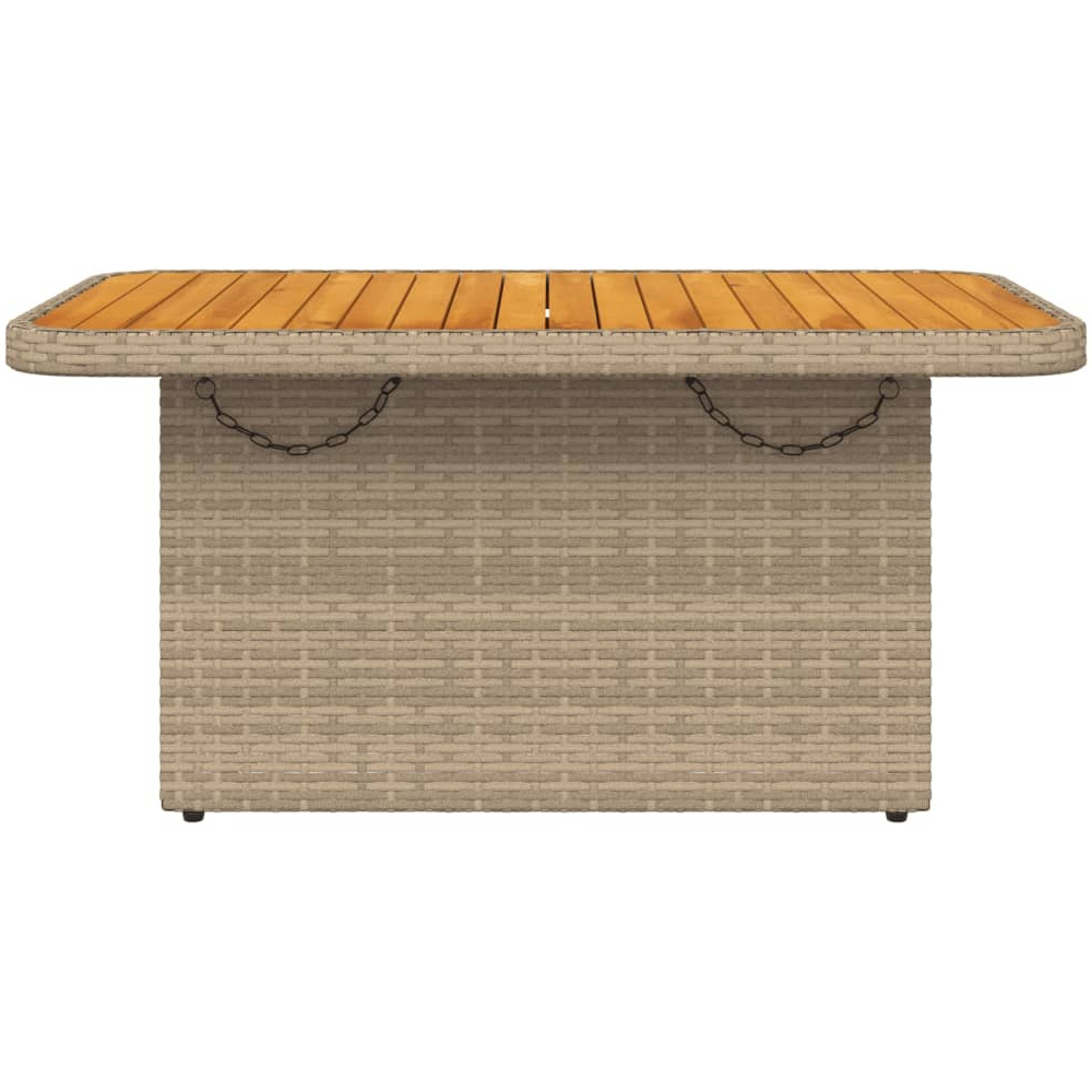 Walplus 2 Seater Beige Brown Poly Rattan Liftable Acacia Wood Top Convertible Garden Dining Table Image 3