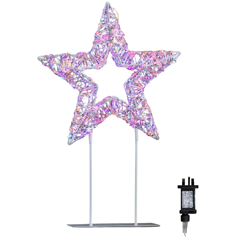 Samuel Alexander 720 Rainbow LED Light-Up Twinkling Silver Christmas Star with Metal Stand 45cm Image 2