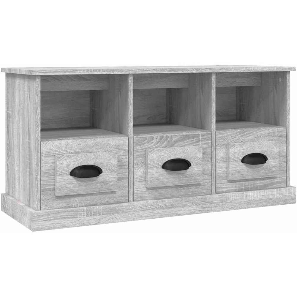 vidaXL 3 Drawer 3 Shelf Grey Sonoma TV Stand Image 2