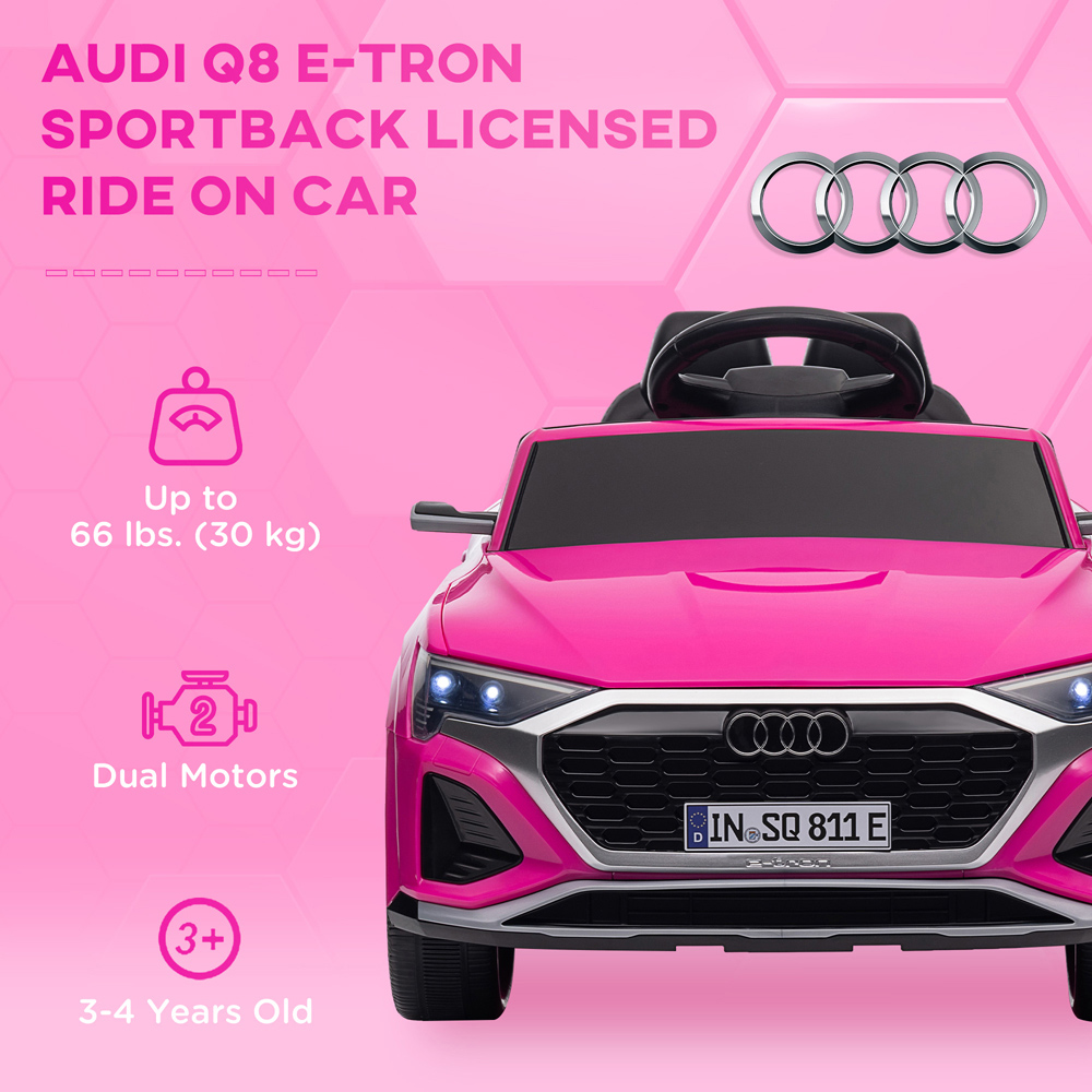 Tommy Toys Pink Audi Q8 E-tron Sportback Licensed Kids Electric Car with Remote Image 4