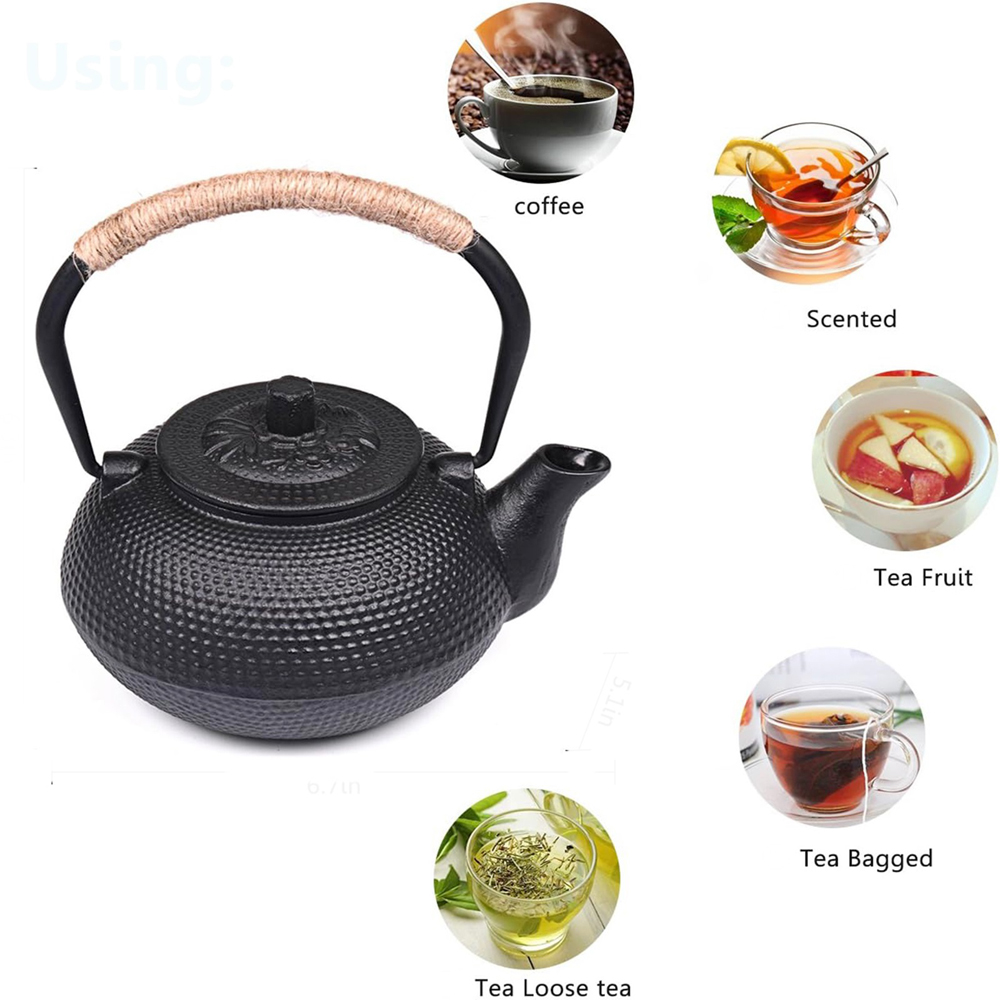 Gr8 Home Black 5-in-1 Cast Iron Japanese Style Teapot Set with Cup Image 7